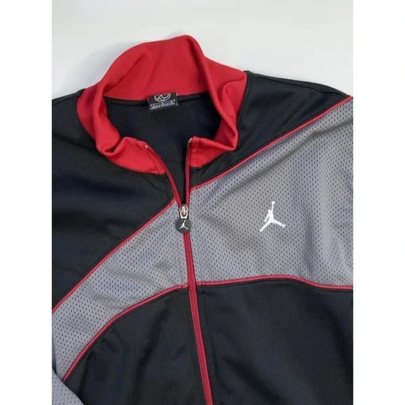 Air Jordan 85-05 20th Anniversary Track Jacket Zip Up Black Red Gray Mesh Men L - Picture 2 of 7